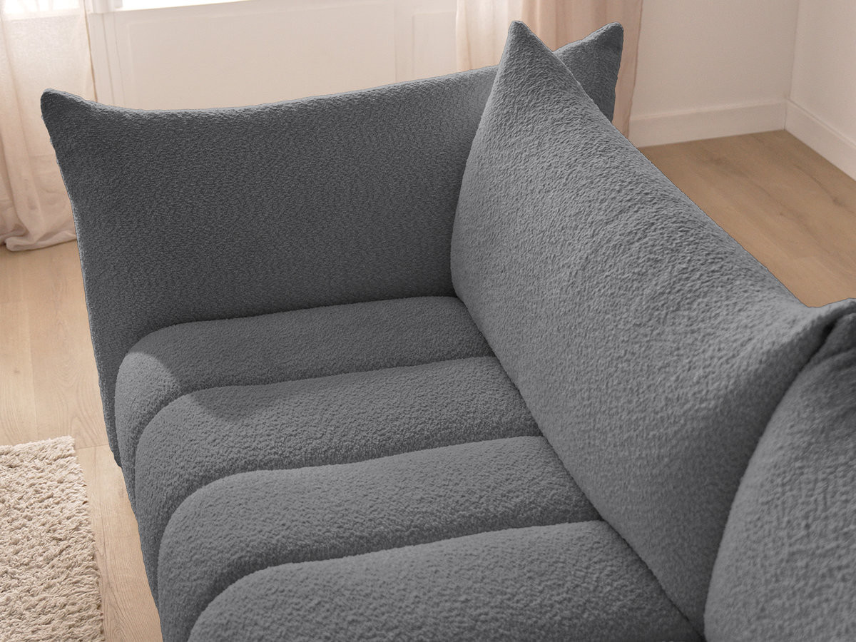 Canapé d'angle fixe modulable AZRA tissu bouclette