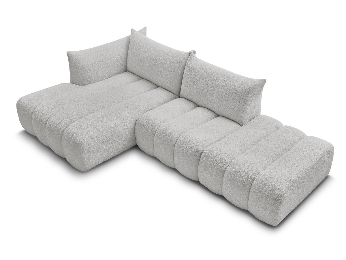 Canapé d'angle fixe modulable AZRA tissu bouclette