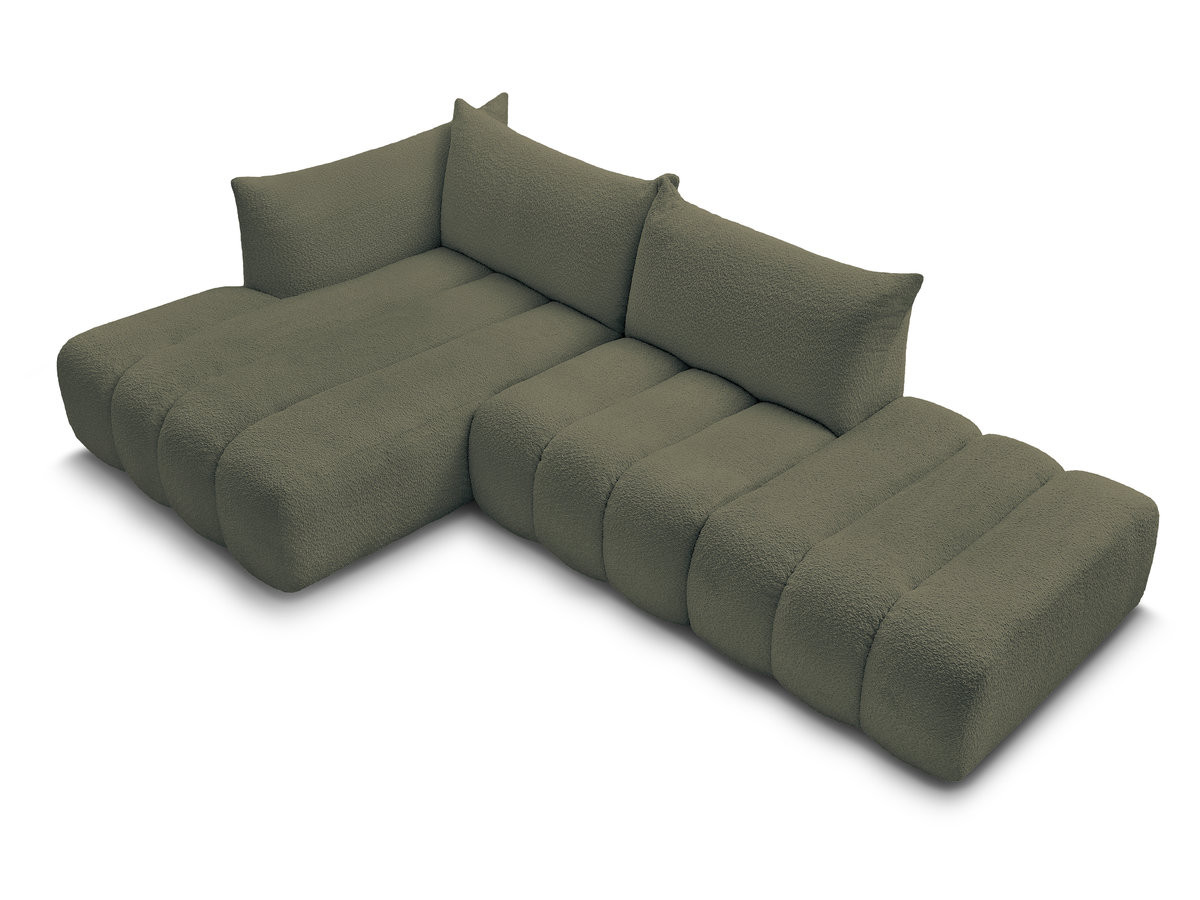 Canapé d'angle fixe modulable AZRA tissu bouclette