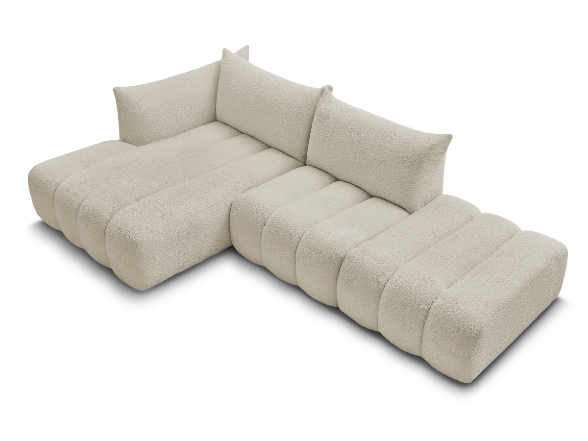Canapé d'angle fixe modulable AZRA tissu bouclette