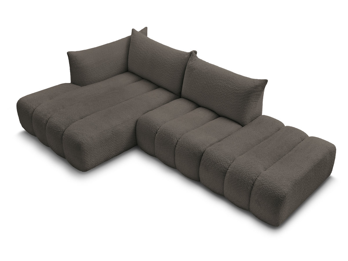 Canapé d'angle fixe modulable AZRA tissu bouclette