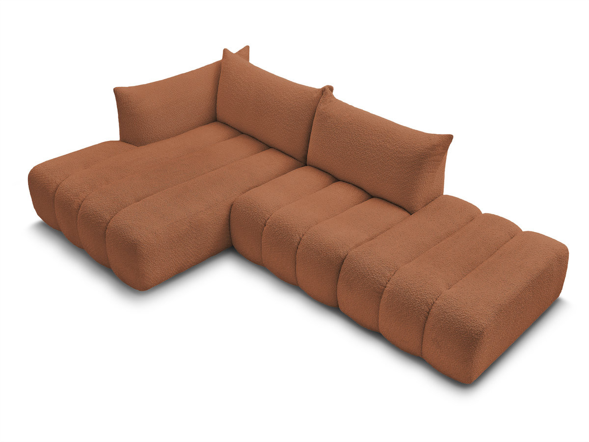 Canapé d'angle fixe modulable AZRA tissu bouclette