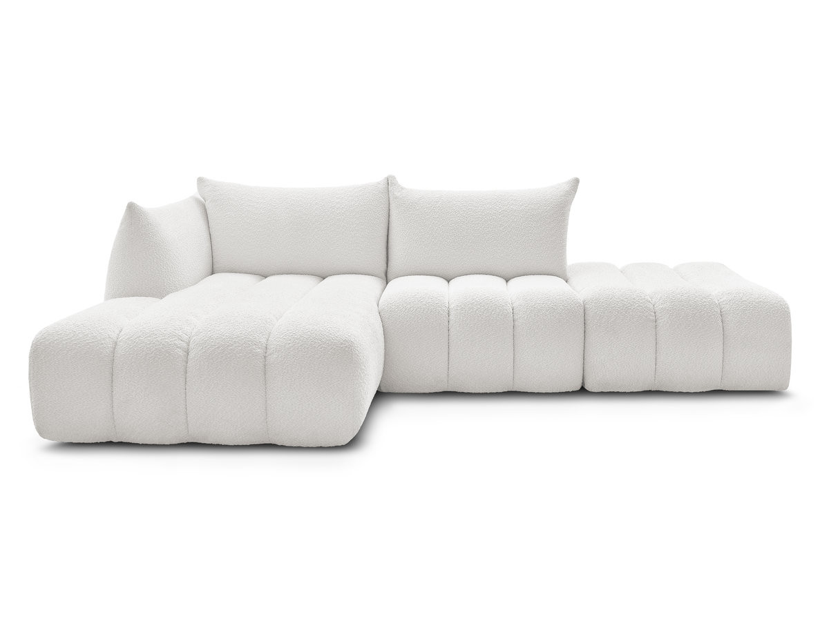 Canapé d'angle fixe modulable AZRA tissu bouclette