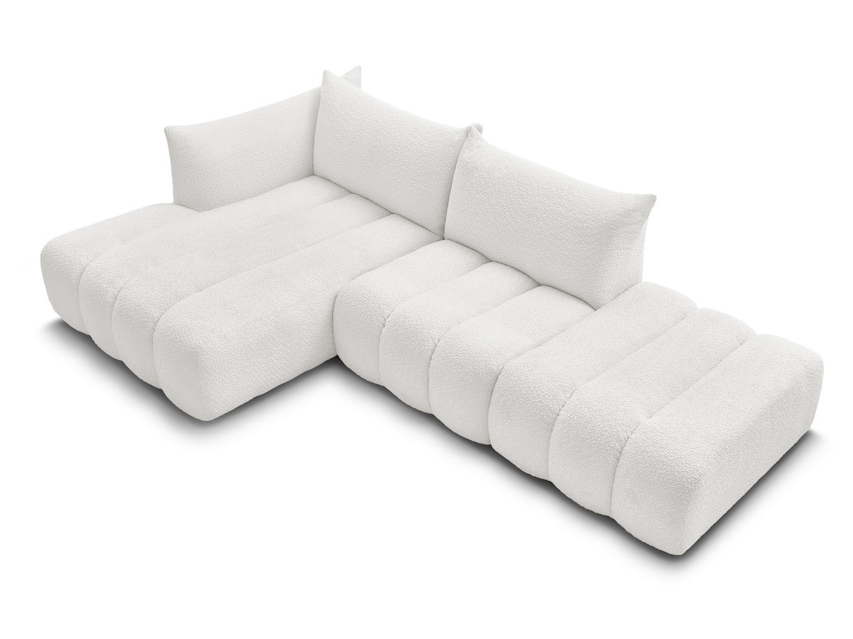Canapé d'angle fixe modulable AZRA tissu bouclette
