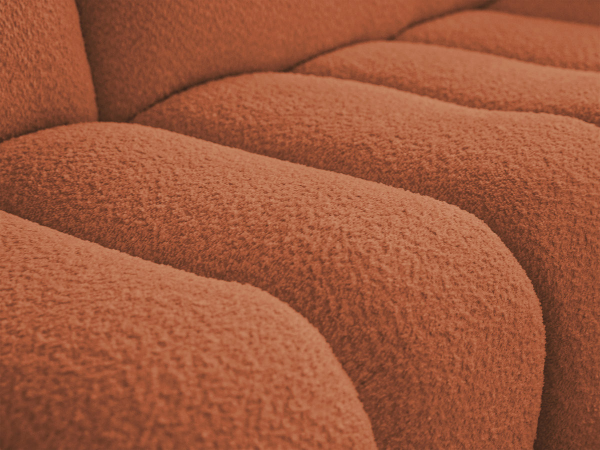 Canapé incurvé fixe 4 places AZRA tissu bouclette avec pouf