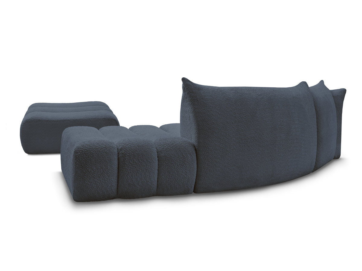 Canapé incurvé fixe 4 places AZRA tissu bouclette avec pouf