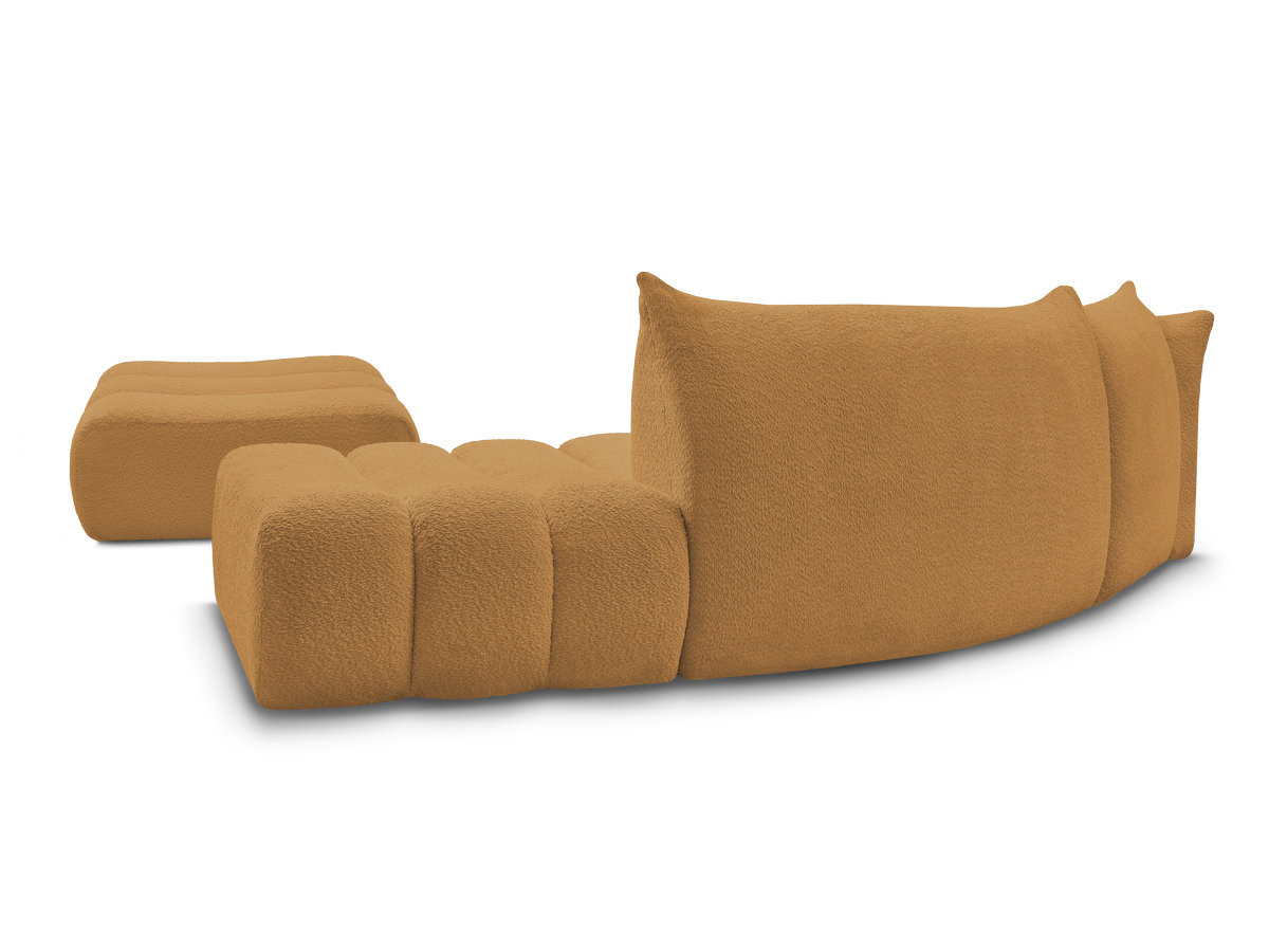 Canapé incurvé fixe 4 places AZRA tissu bouclette avec pouf