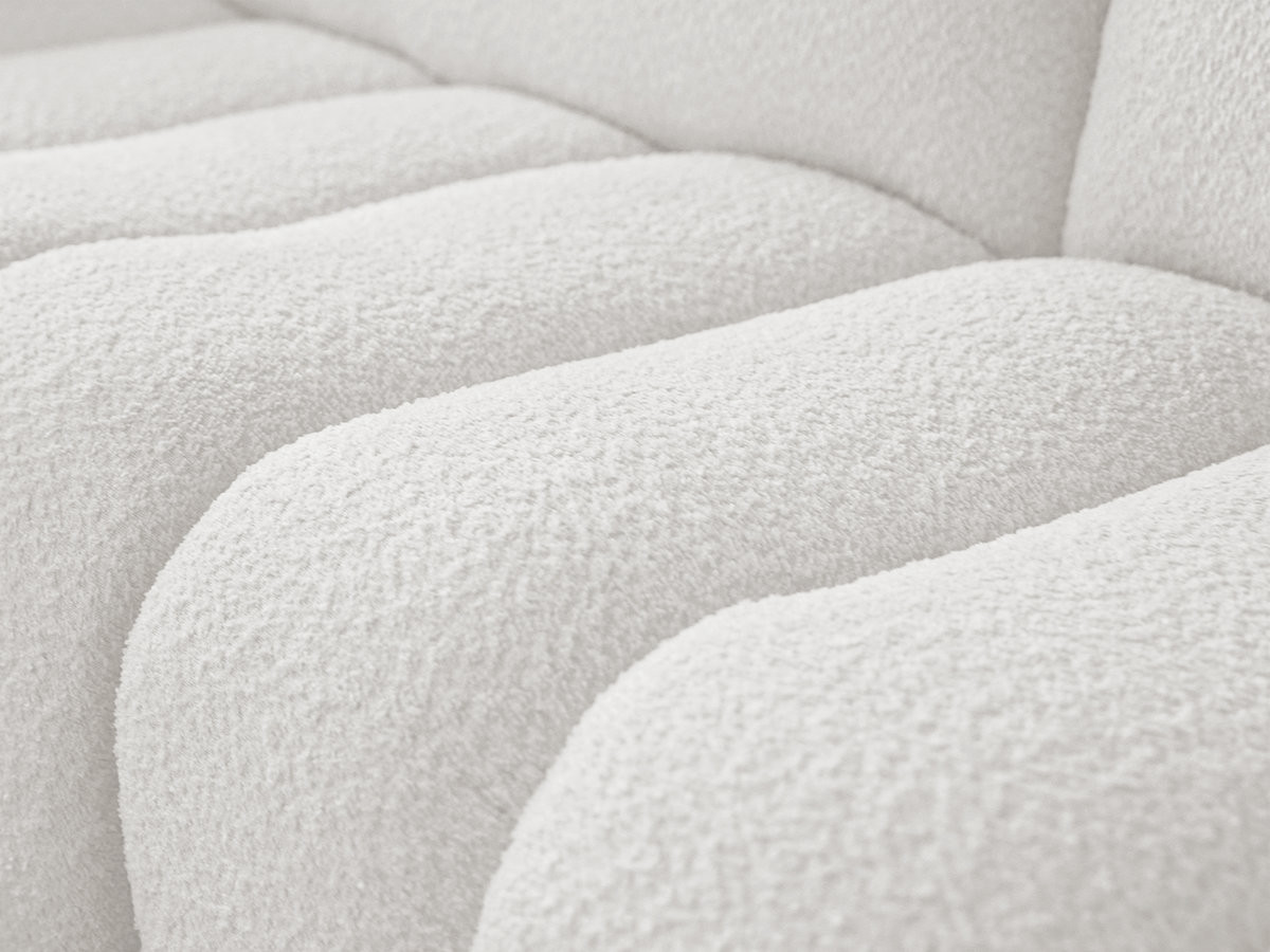Canapé incurvé fixe 4 places AZRA tissu bouclette avec pouf