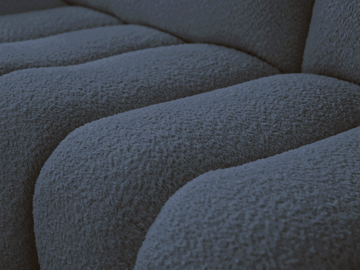 Canapé incurvé fixe 4 places AZRA tissu bouclette avec pouf