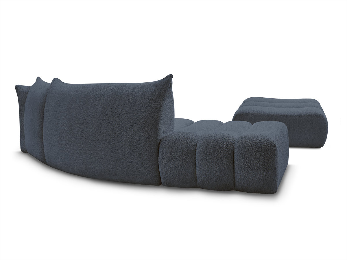 Canapé incurvé fixe 4 places AZRA tissu bouclette avec pouf