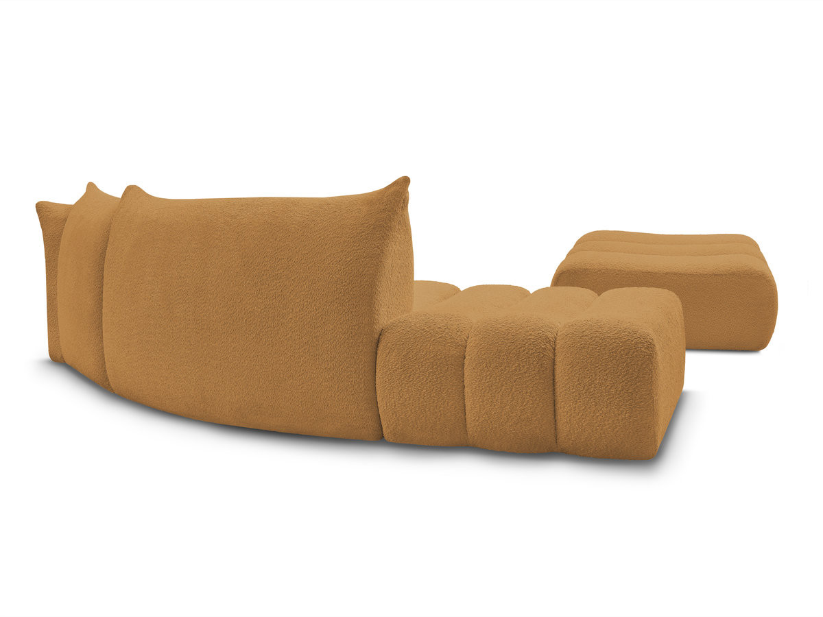 Canapé incurvé fixe 4 places AZRA tissu bouclette avec pouf