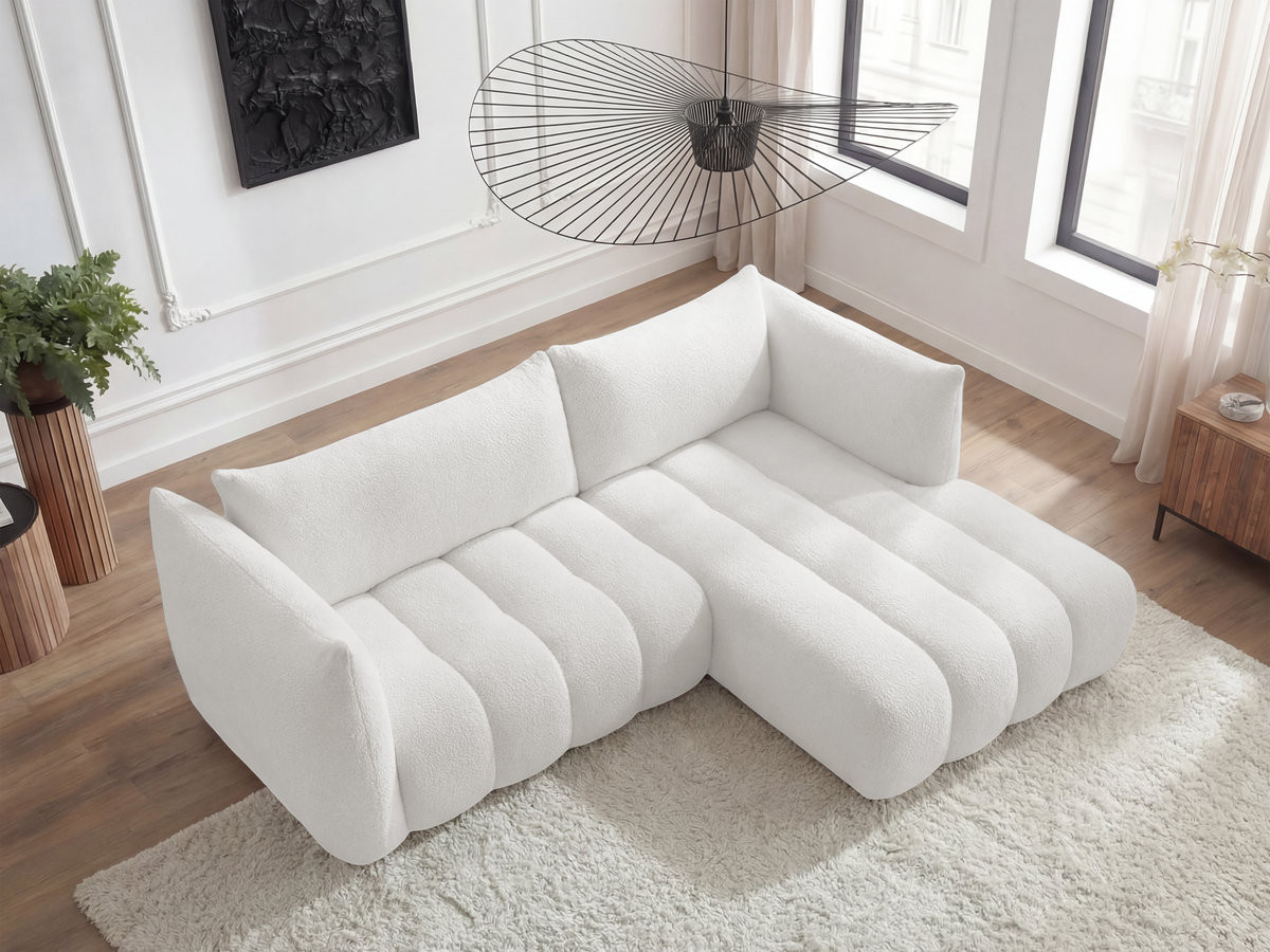 Canapé d'angle fixe AZRA tissu bouclette