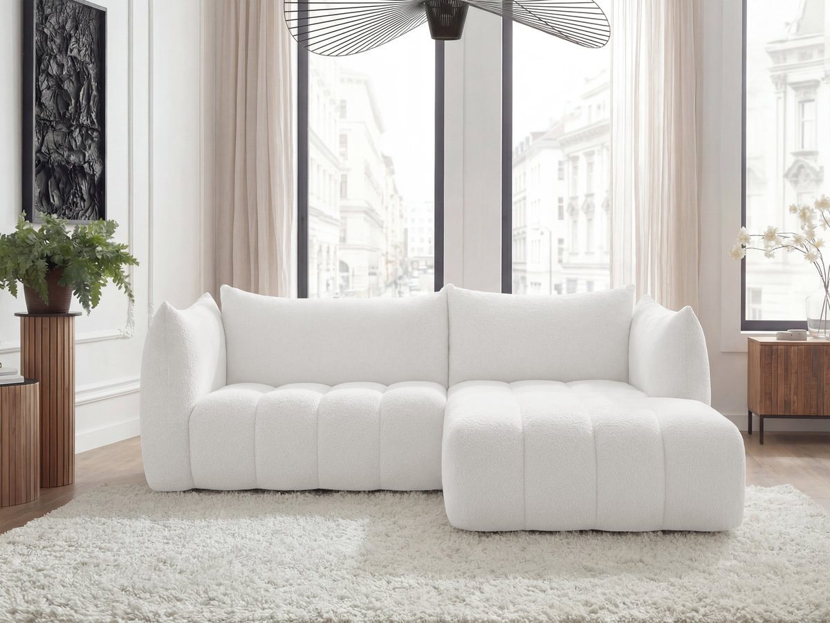 Canapé d'angle AZRA bouclette blanc — vue 4