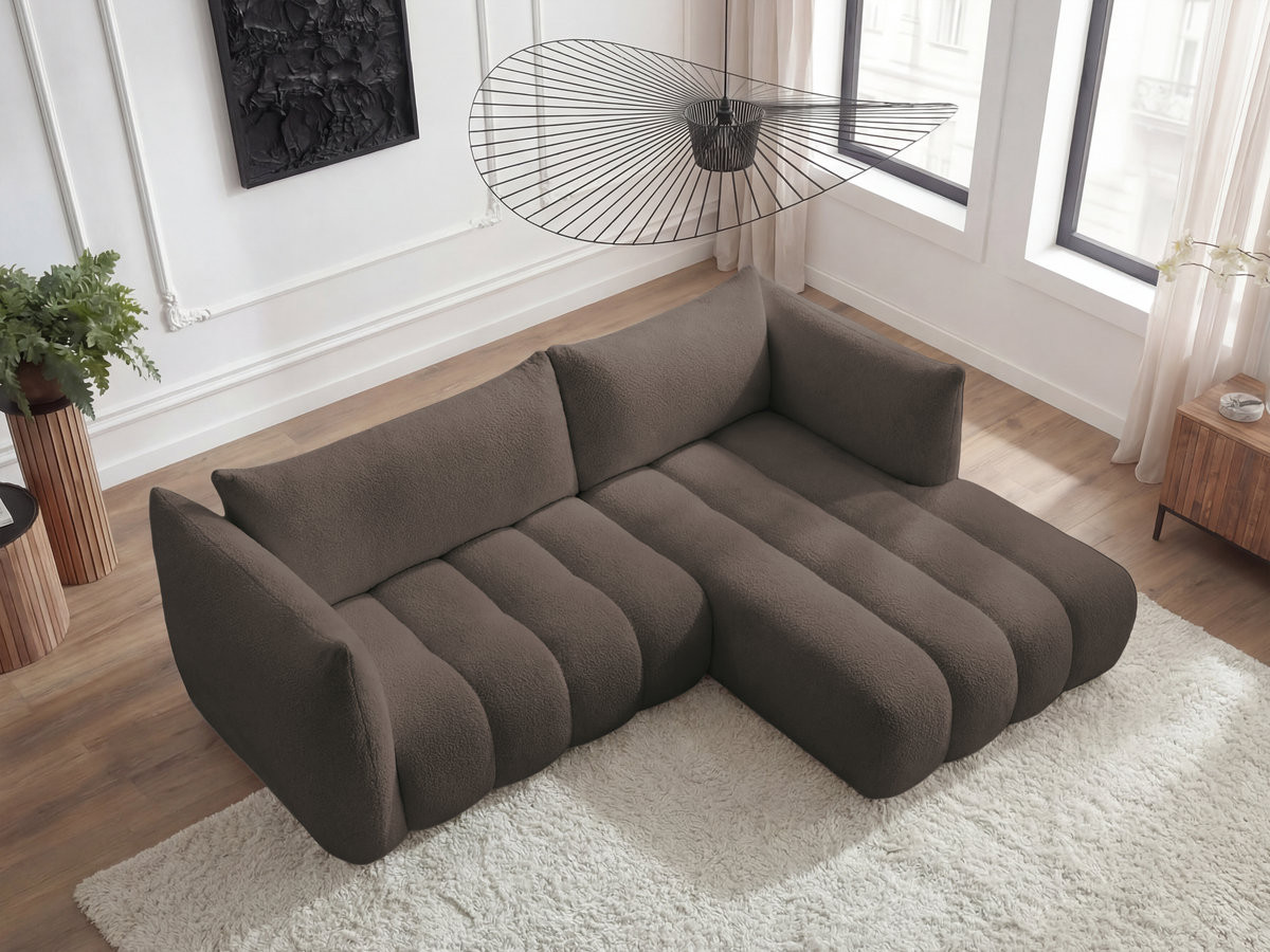Canapé d'angle fixe AZRA tissu bouclette