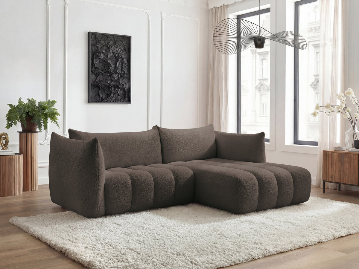 Canapé d'angle AZRA bouclette marron