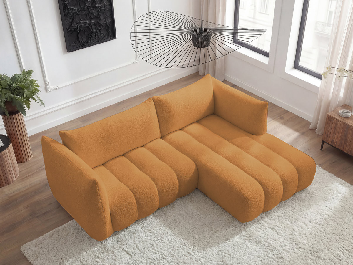 Canapé d'angle fixe AZRA tissu bouclette