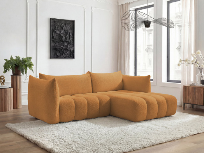 Canapé d'angle fixe AZRA tissu bouclette