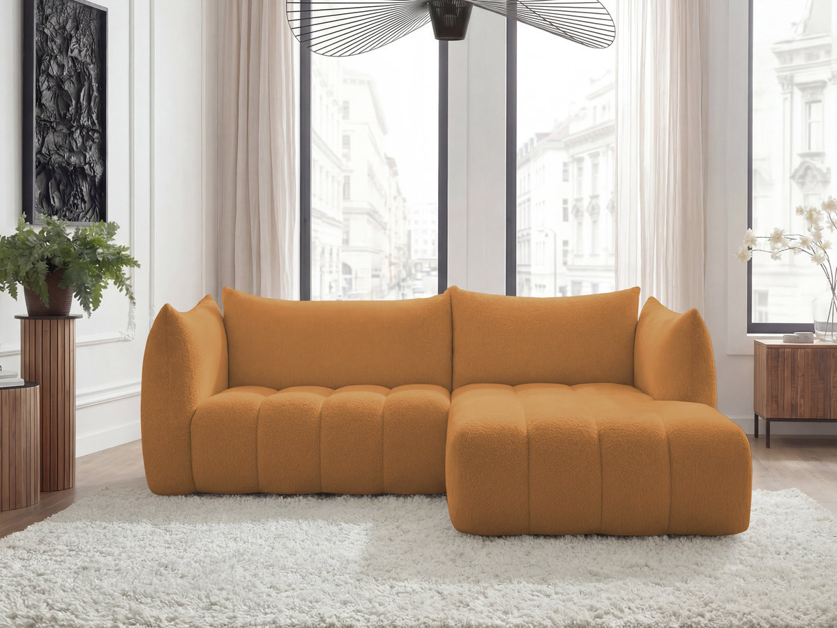 Canapé d'angle fixe AZRA tissu bouclette