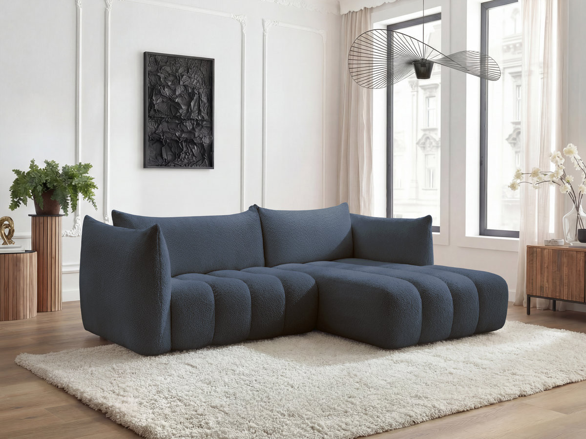 Canapé d'angle AZRA bouclette bleu foncé