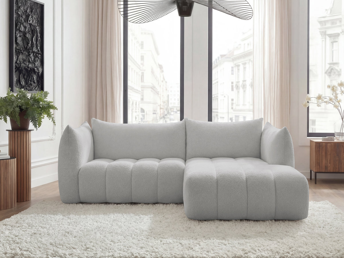 Canapé d'angle AZRA bouclette gris clair — vue 4