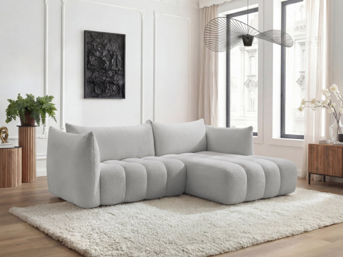 Canapé d'angle fixe AZRA tissu bouclette