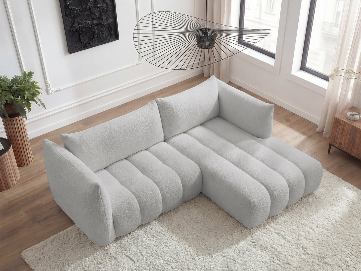 Canapé d'angle AZRA bouclette gris clair — vue 6