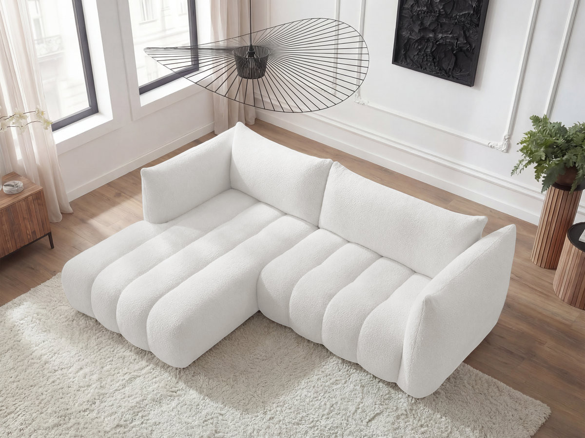 Canapé d'angle fixe AZRA tissu bouclette