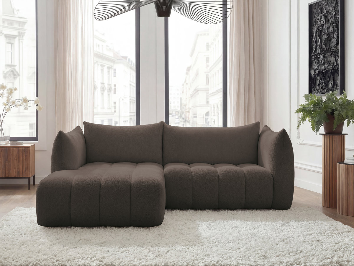 Canapé d'angle fixe AZRA tissu bouclette