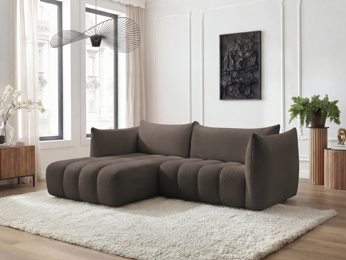 Canapé d'angle fixe AZRA tissu bouclette