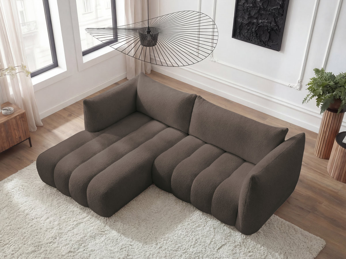 Canapé d'angle fixe AZRA tissu bouclette