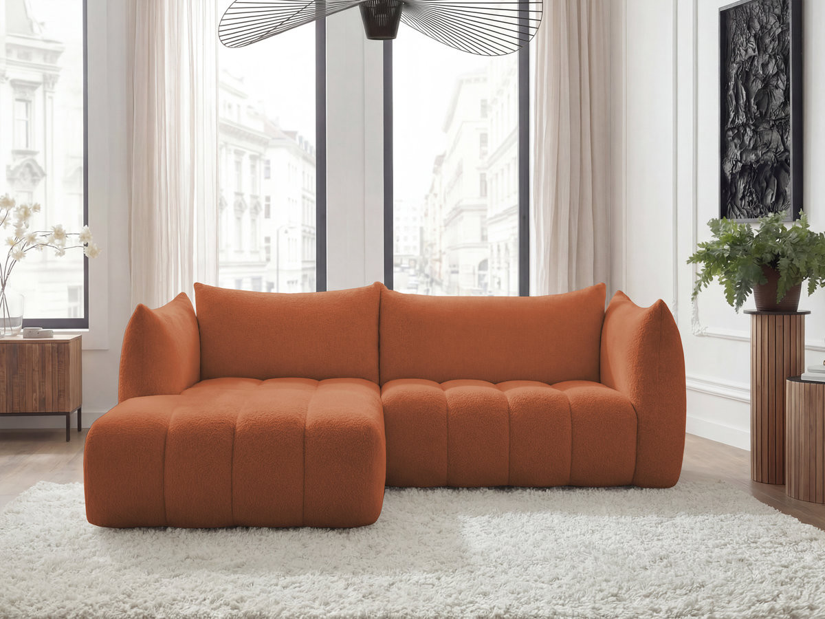 Canapé d'angle fixe AZRA tissu bouclette