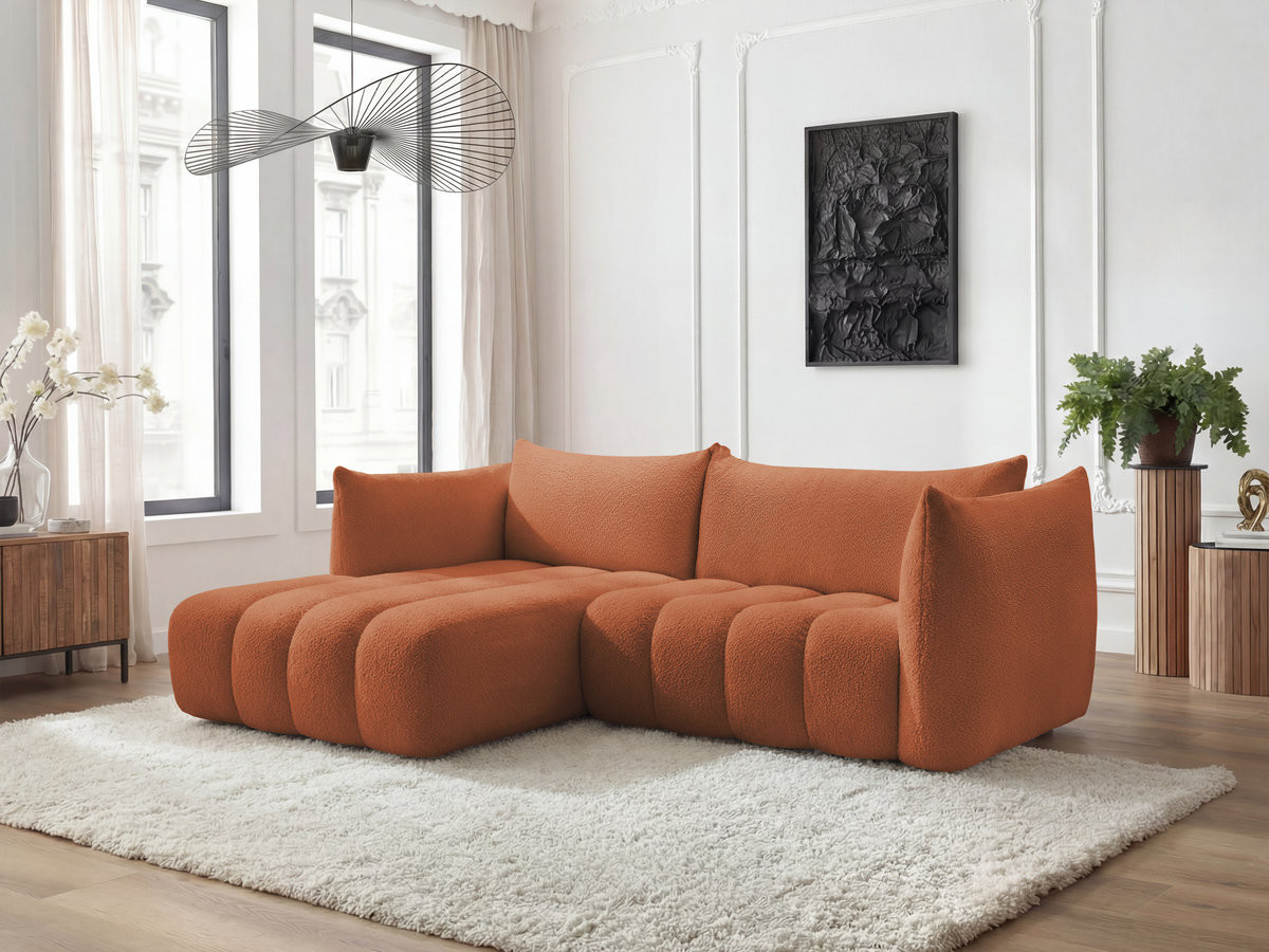 Canapé d'angle fixe AZRA tissu bouclette