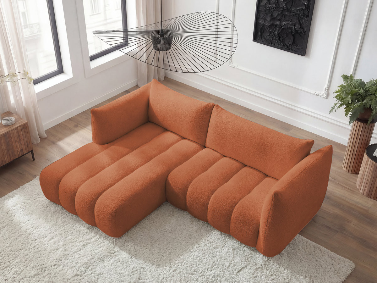 Canapé d'angle fixe AZRA tissu bouclette