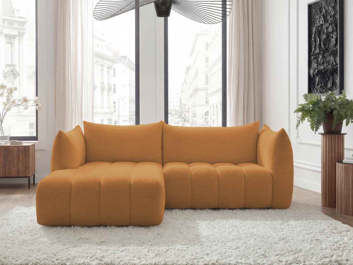 Canapé d'angle fixe AZRA tissu bouclette