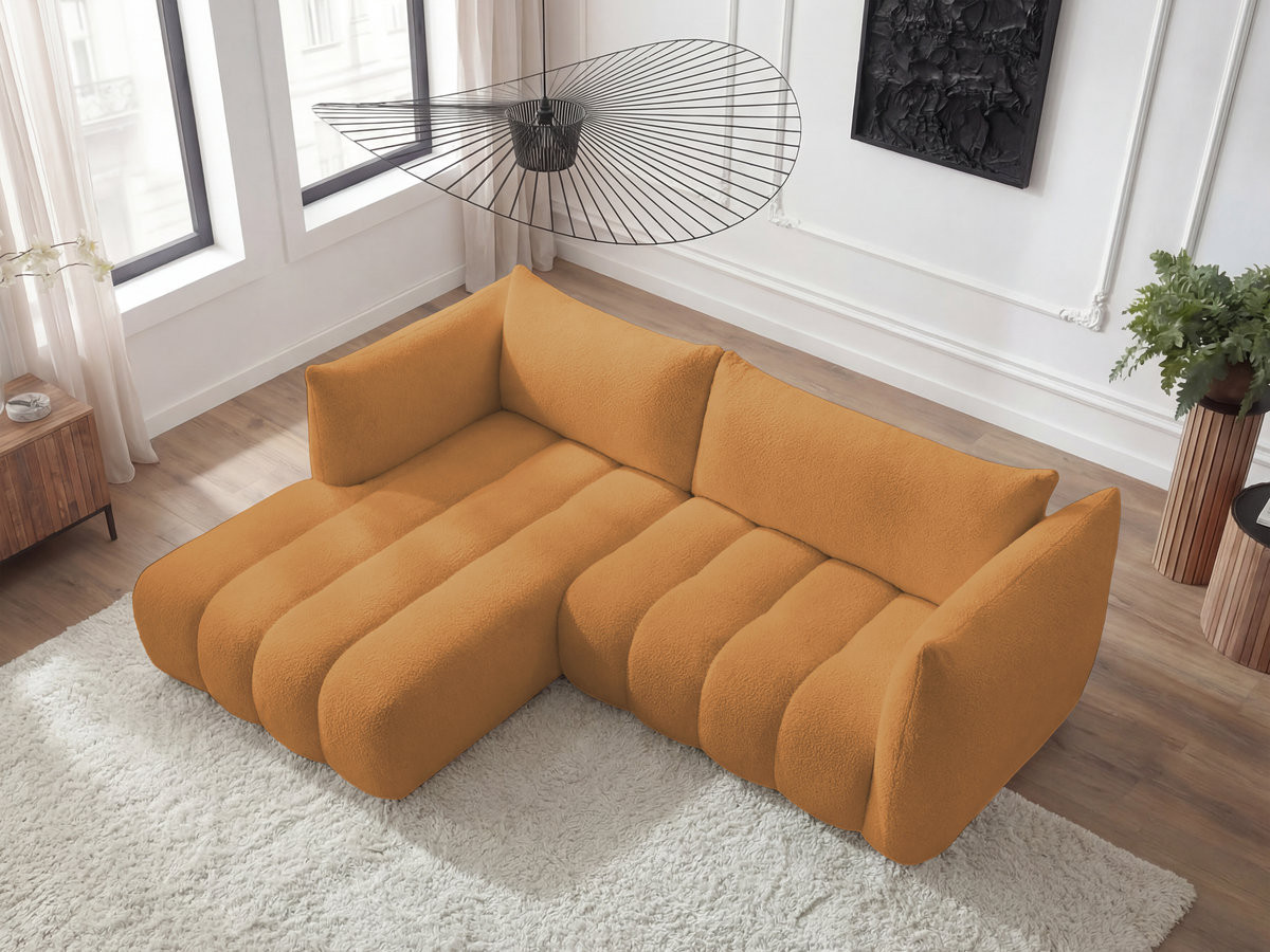 Canapé d'angle fixe AZRA tissu bouclette