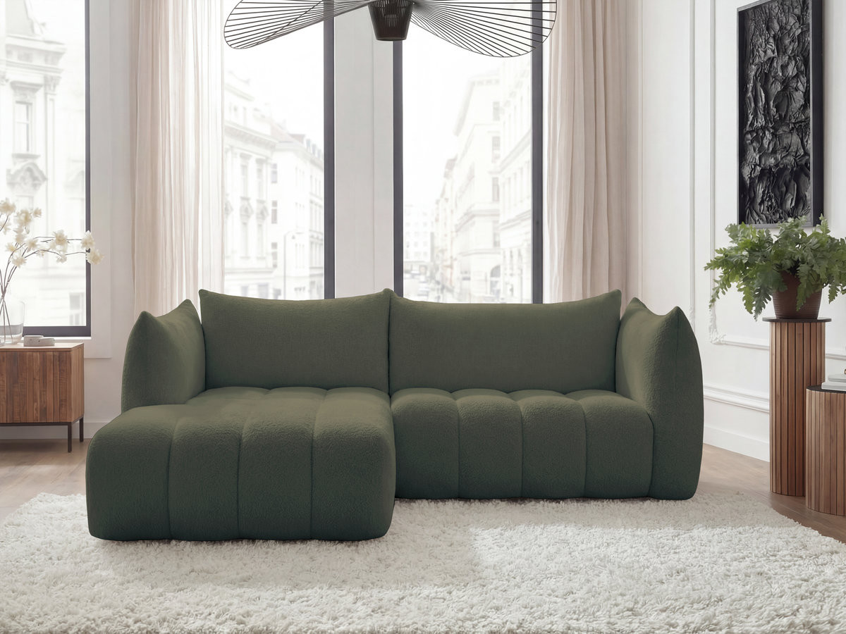 Canapé d'angle fixe AZRA tissu bouclette