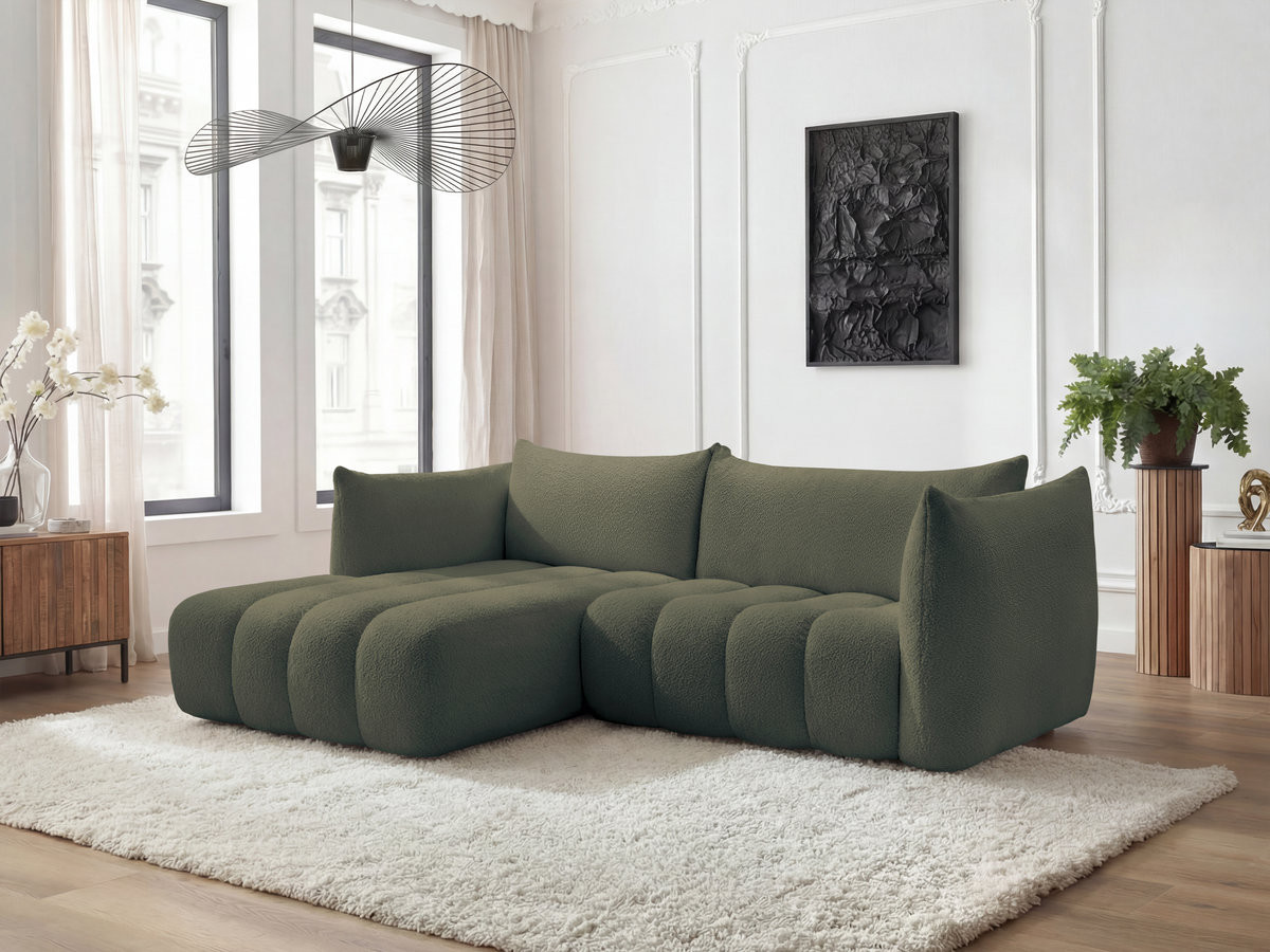 Canapé d'angle fixe AZRA tissu bouclette