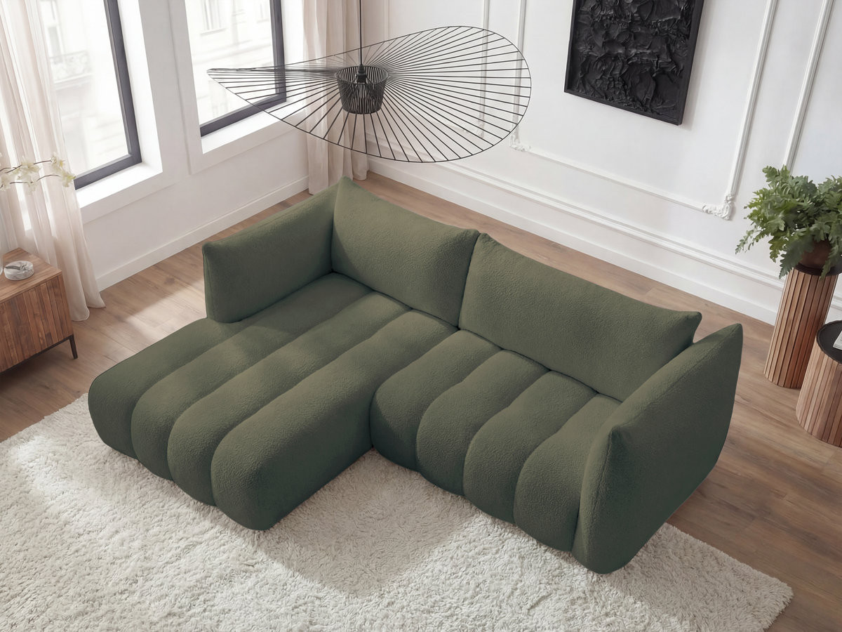 Canapé d'angle fixe AZRA tissu bouclette