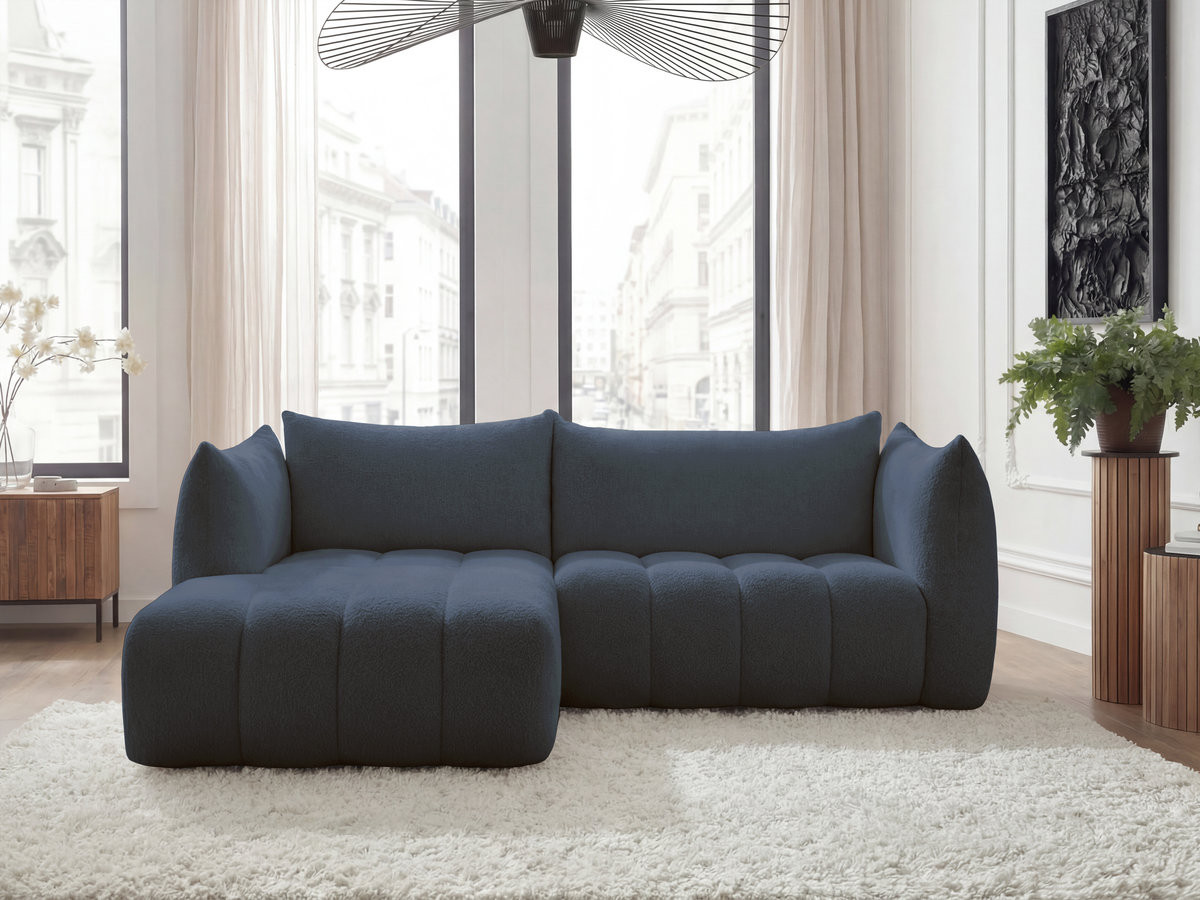 Canapé d'angle fixe AZRA tissu bouclette