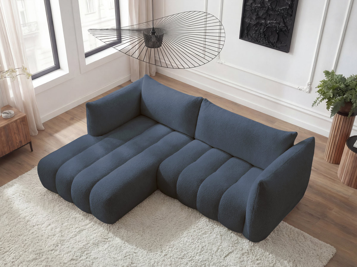 Canapé d'angle fixe AZRA tissu bouclette