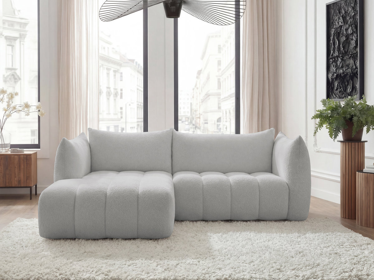 Canapé d'angle fixe AZRA tissu bouclette