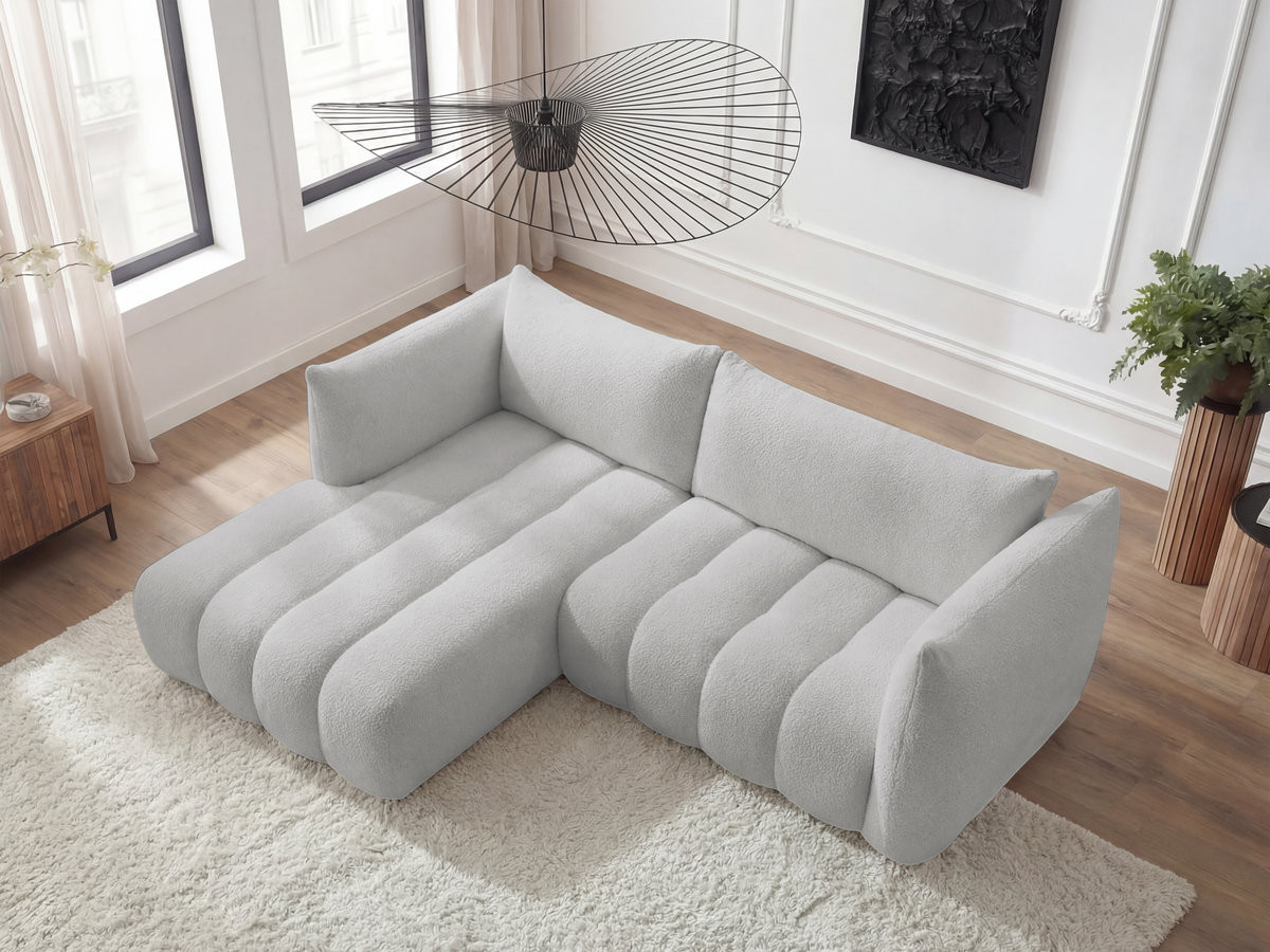 Canapé d'angle fixe AZRA tissu bouclette