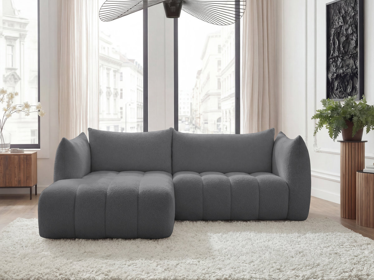 Canapé d'angle fixe AZRA tissu bouclette