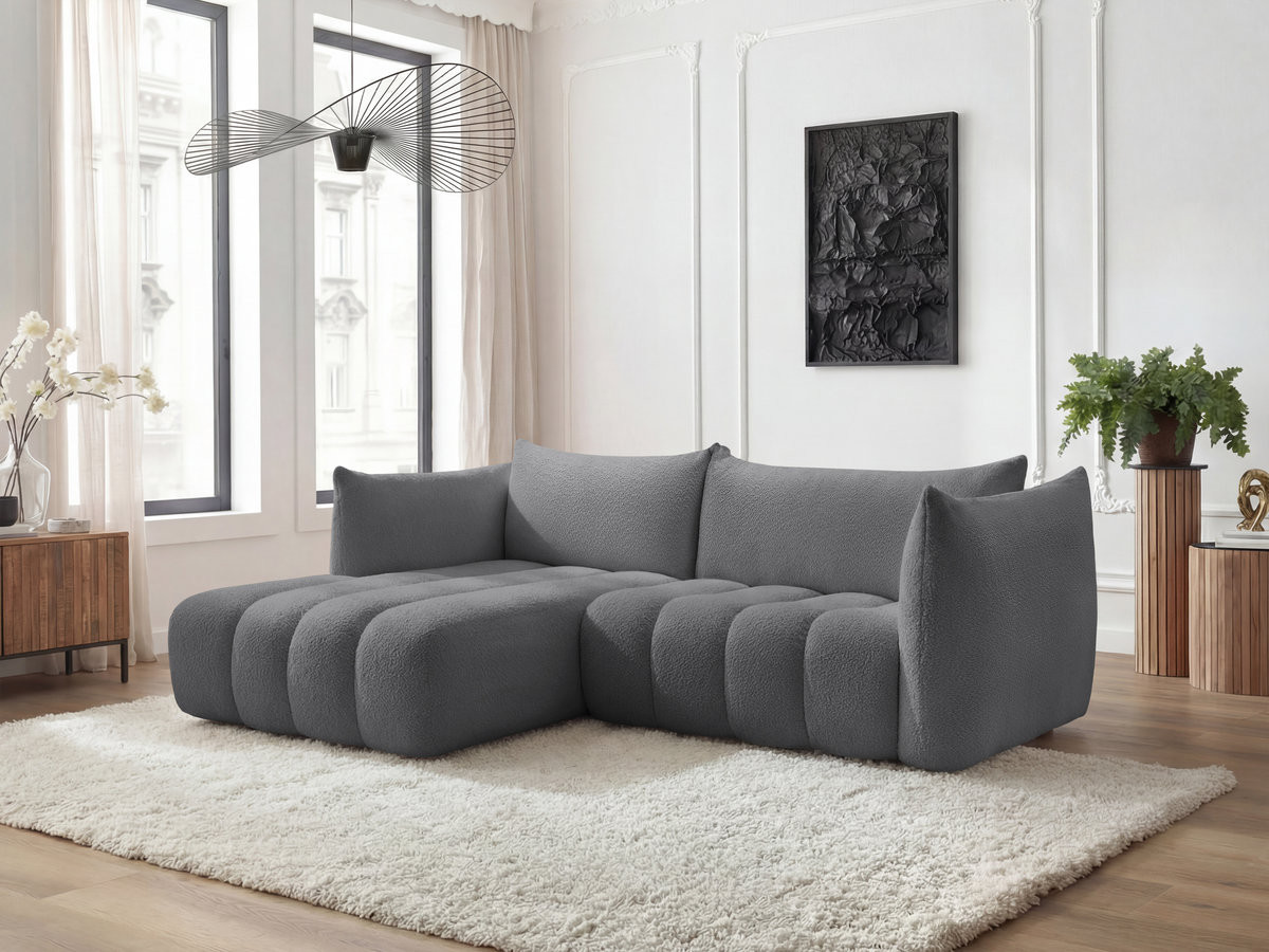 Canapé d'angle fixe AZRA tissu bouclette