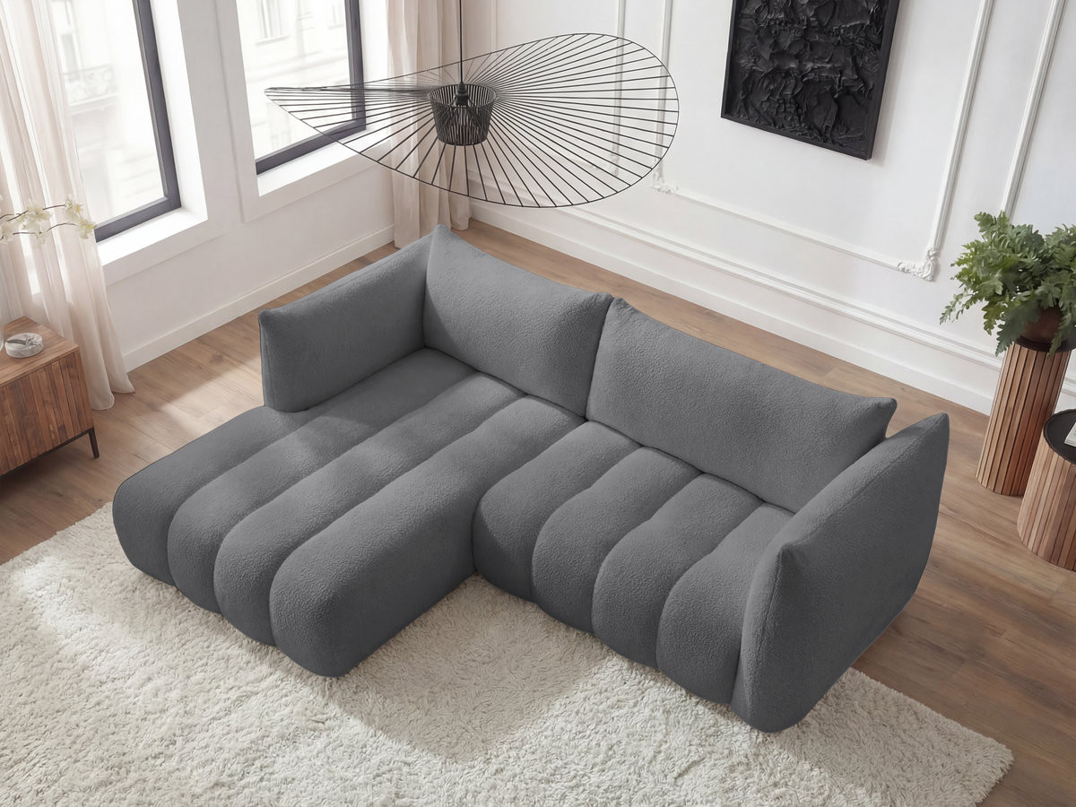 Canapé d'angle fixe AZRA tissu bouclette