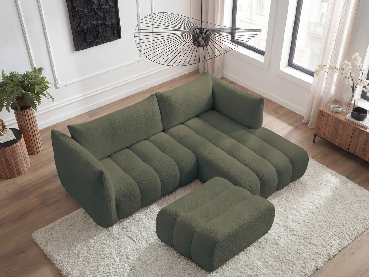 Canapé d'angle AZRA bouclette avec pouf vert — vue 6