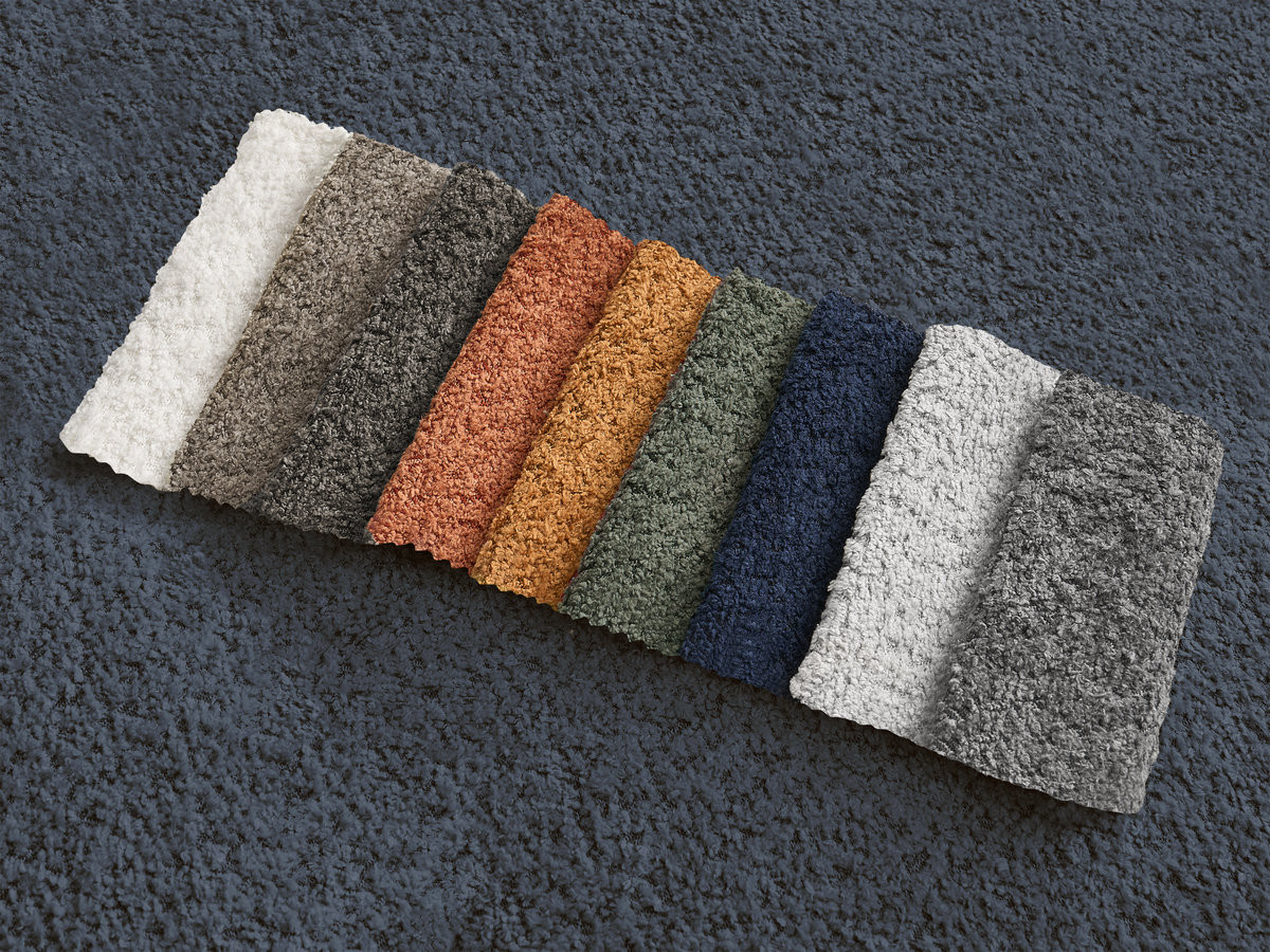 Canapé d'angle AZRA bouclette avec pouf bleu foncé — vue 5