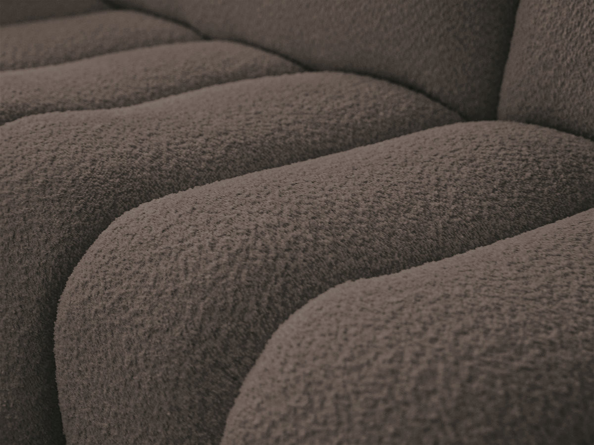 Canapé d'angle fixe AZRA tissu bouclette avec pouf