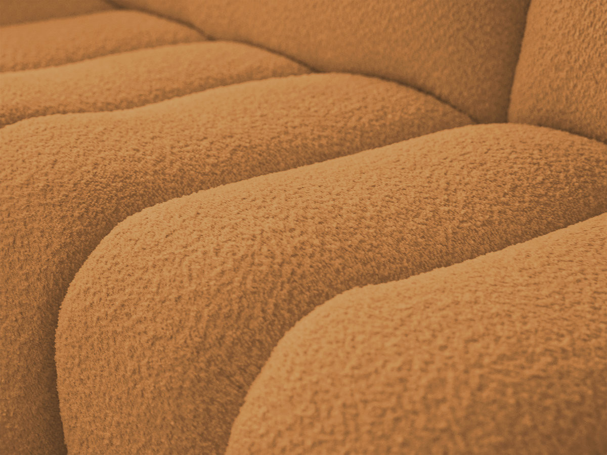 Canapé d'angle fixe AZRA tissu bouclette avec pouf