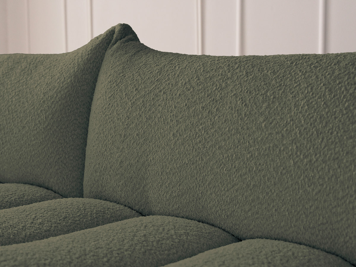 Canapé d'angle fixe AZRA tissu bouclette avec pouf